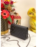 (LIKE NEW) CHANEL CAMBON LINE WALLET ON CHAIN IN LAMBSKIN BLACK LEATHER -FULL SET-