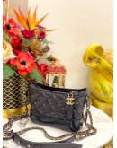 CHANEL SMALL GABRIELLE SHOULDER AND CROSSBODY BAG IN BLACK AGED CALFSKIN LEATHER