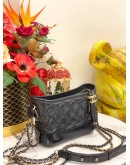 CHANEL SMALL GABRIELLE SHOULDER AND CROSSBODY BAG IN BLACK AGED CALFSKIN LEATHER