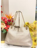 GUCCI GG SOHO PEBBLED LEATHER METALLIC SHOULDER BAG