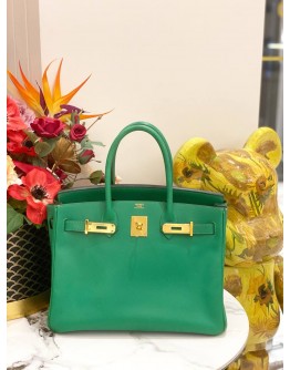 HERMES BIRKIN 30 BAG IN VERT VERTIGO EPSOM LEATHER -FULL SET-
