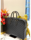 (LIKE NEW) LOUIS VUITTON COBALT DANDY MM BRIEFCASE IN DAMIER GRAPHITE COATED CANVAS