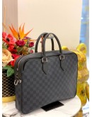 (LIKE NEW) LOUIS VUITTON COBALT DANDY MM BRIEFCASE IN DAMIER GRAPHITE COATED CANVAS