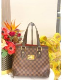 LOUIS VUITTON HAMPSTEAD TOTE BAG IN DAMIER EBENE CANVAS AND LEATHER TRIM