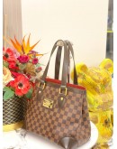 LOUIS VUITTON HAMPSTEAD TOTE BAG IN DAMIER EBENE CANVAS AND LEATHER TRIM