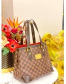LOUIS VUITTON HAMPSTEAD TOTE BAG IN DAMIER EBENE CANVAS AND LEATHER TRIM