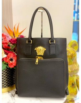 (LIKE NEW) VERSACE LA MEDUSA TOTE BAG  IN BLACK CALFSKIN LEATHER
