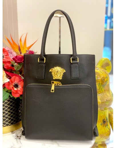 (LIKE NEW) VERSACE LA MEDUSA TOTE BAG  IN BLACK CALFSKIN LEATHER