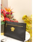 (LIKE NEW) VERSACE MEDUSA POUCH IN BLACK CALFSKIN LEATHER