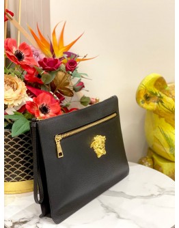 (LIKE NEW) VERSACE MEDUSA POUCH IN BLACK CALFSKIN LEATHER