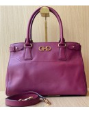 SALVATORE FERRAGAMO BATIK TOTE PURPLE SAFFIANO LEATHER HANDLE BAG WITH STRAPS