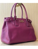 SALVATORE FERRAGAMO BATIK TOTE PURPLE SAFFIANO LEATHER HANDLE BAG WITH STRAPS