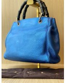 GUCCI METALLIC BLUE LEATHER BBOO TOP HANDLE