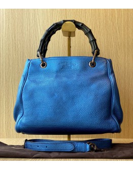 GUCCI METALLIC BLUE LEATHER BBOO TOP HANDLE