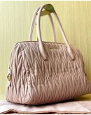 MIU MIU BOWLING BAG WITH STRAP IN SAKIRA PINK MATELASSE LEATHER