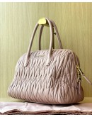 MIU MIU BOWLING BAG WITH STRAP IN SAKIRA PINK MATELASSE LEATHER