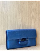 GUCCI BLUE LEATHER BAMBOO WALLET