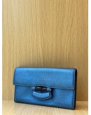 GUCCI BLUE LEATHER BAMBOO WALLET