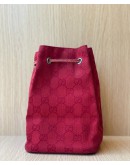 GUCCI RED CANVAS GG SUPREME DRAWSYRINH POUCH