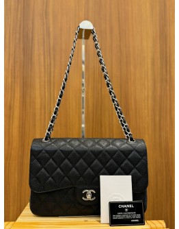 CHANEL CLASSIC JUMBO CAVIAR LEATHER DOUBLE FLAP BAG