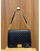 CHANEL BLACK QUILTED LAMBSKIN LEATHER LARGE LE-BOY FLAP BAG GHW