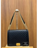 CHANEL BLACK QUILTED LAMBSKIN LEATHER LARGE LE-BOY FLAP BAG GHW