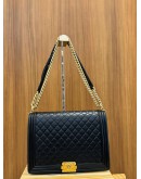 CHANEL BLACK QUILTED LAMBSKIN LEATHER LARGE LE-BOY FLAP BAG GHW