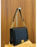 CHANEL BLACK QUILTED LAMBSKIN LEATHER LARGE LE-BOY FLAP BAG GHW