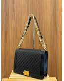 CHANEL BLACK QUILTED LAMBSKIN LEATHER LARGE LE-BOY FLAP BAG GHW