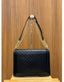 CHANEL BLACK QUILTED LAMBSKIN LEATHER LARGE LE-BOY FLAP BAG GHW