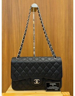 CHANEL CLASSIC JUMBO CAVIAR LEATHER DOUBLE FLAP BAG