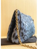 DOLCE & GABBANA BLUE BLACK LEOPARD PRINT CHAIN SHOULDER BAG