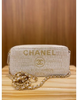 CHANEL DEAUVILLE DOUBLE ZIP CLUTCH CHAIN BAG