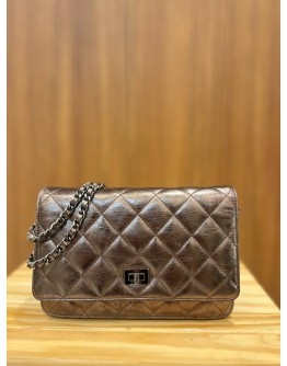 CHANEL METALLIC REISSUE WALLET ON CHAIN BRONZE