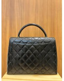 CHANEL CLASSIC KELLY VINTAGE TOP HANDLE BAG IN BLACK QUILTED LAMBSKIN LEATHER