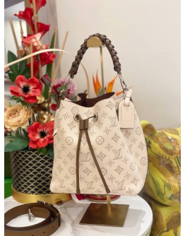 (UNUSED) 2022 LOUIS VUITTON MURIA CREME BUCKET MAHINA CALFSKIN LEATHER CROSSBODY BAG -FULL SET-