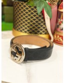GUCCI GG LOGO BLACK GUCCISSIMA LEATHER BELT SIZE 95/38