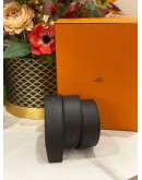 (UNUSED) HERMES REVERSIBLE BELT BLACK / BROWN SIZE 95 (WITHOUT THE BUCKLE)