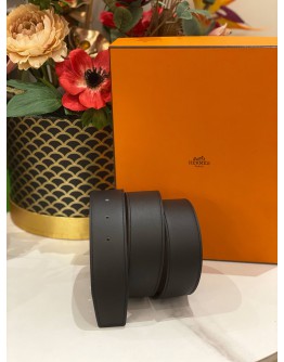 (UNUSED) HERMES REVERSIBLE BELT BLACK / BROWN SIZE 95 (WITHOUT THE BUCKLE)