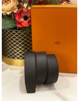 (UNUSED) HERMES REVERSIBLE BELT BLACK / BROWN SIZE 95 (WITHOUT THE BUCKLE)