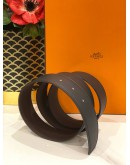 (UNUSED) HERMES REVERSIBLE BELT BLACK / BROWN SIZE 95 (WITHOUT THE BUCKLE)