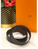 (UNUSED) HERMES REVERSIBLE BELT BLACK / BROWN SIZE 95 (WITHOUT THE BUCKLE)