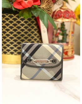 BURBERRY BLUE LABEL PLAID PRINT FRENCH WALLET