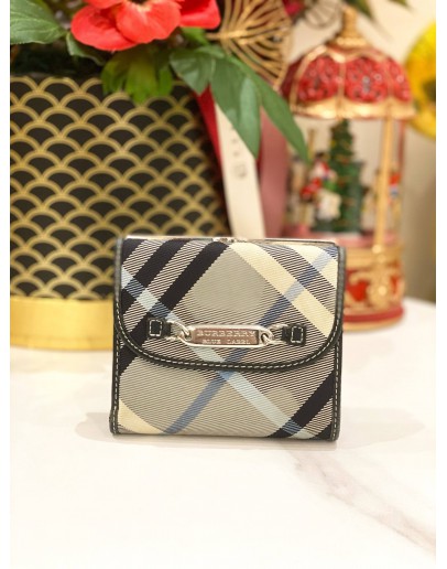 BURBERRY BLUE LABEL PLAID PRINT FRENCH WALLET