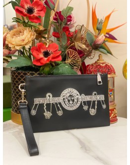 VERSACE GIANNI MEDUSA BLACK LEATHER CLUTCH