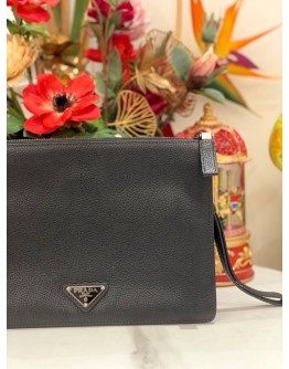 PRADA VITELLO CITY BLACK CLUTCH 