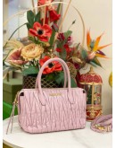 MIU MIU TOP HANDLE BAG WITH STRAP IN PINK LILAC SOFT NAPPA LEATHER WITH MATELASSE QUILTING