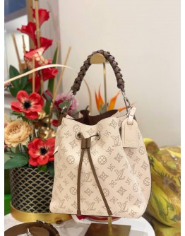 (UNUSED) 2022 LOUIS VUITTON MURIA CREME BUCKET MAHINA CALFSKIN LEATHER CROSSBODY BAG -FULL SET-