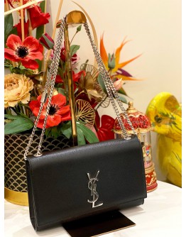 (LIKE NEW) YSL SAINT LAURENT KATE SILVER CHAIN BAG