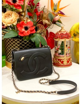 CHANEL CC MANIA FLAP SMALL LAMBSKIN LEATHER GHW -FULL SET-